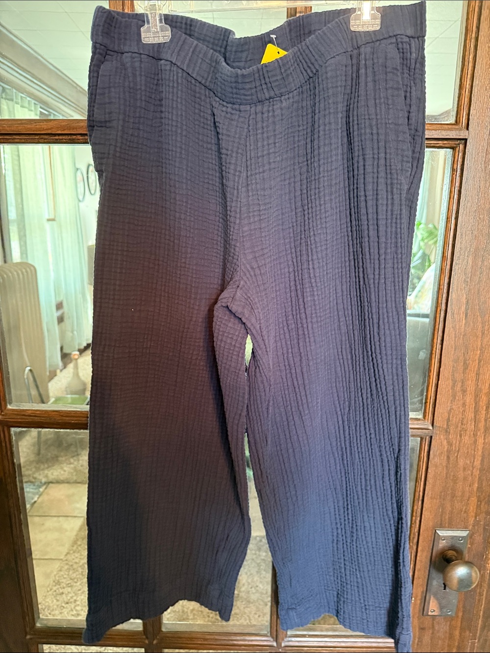 J. Jill Navy Textured Pull-On Joggers